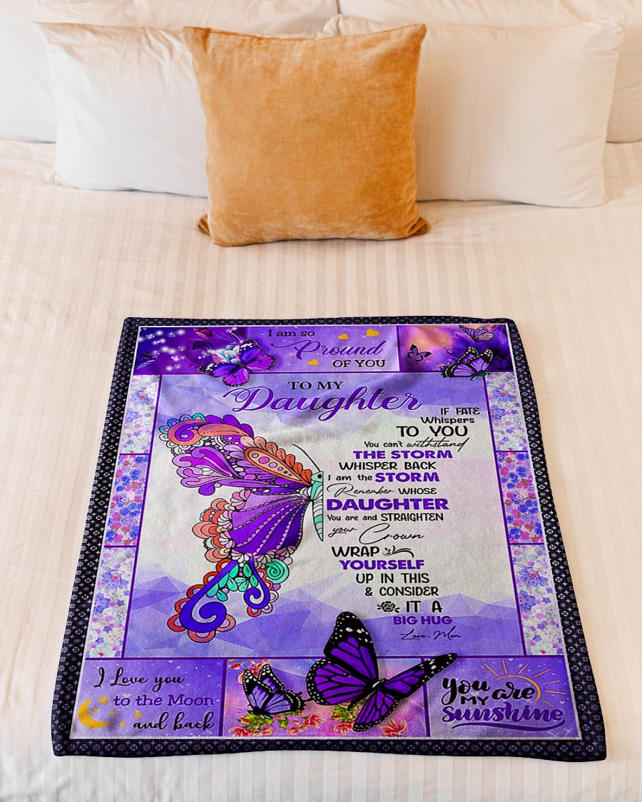 Butterfly If Fate Whispers To You Mom To Daughter Flannel Blanket For Cozy Bedroom Sofa Decor