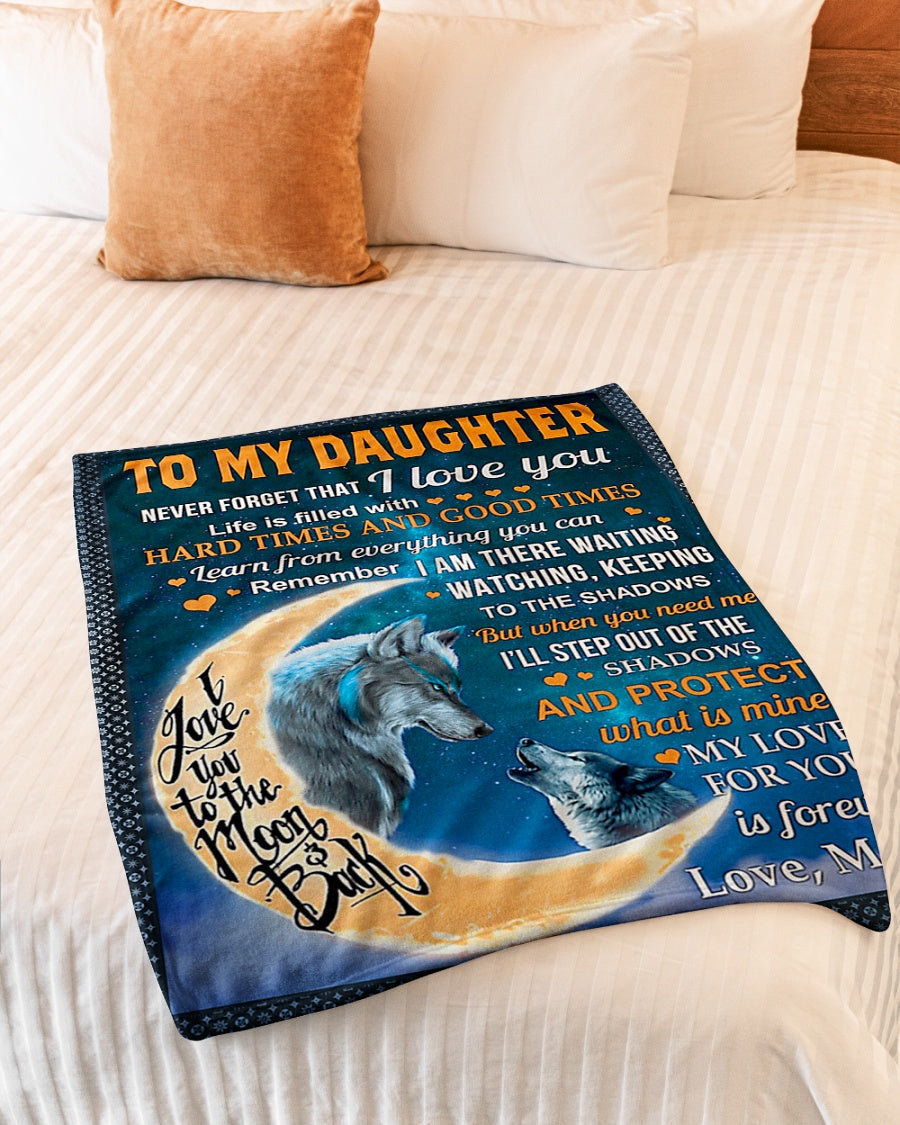 Wolf Never Forget That I Love You Daughter Gift Flannel Blanket For Cozy Bedroom Sofa Decor