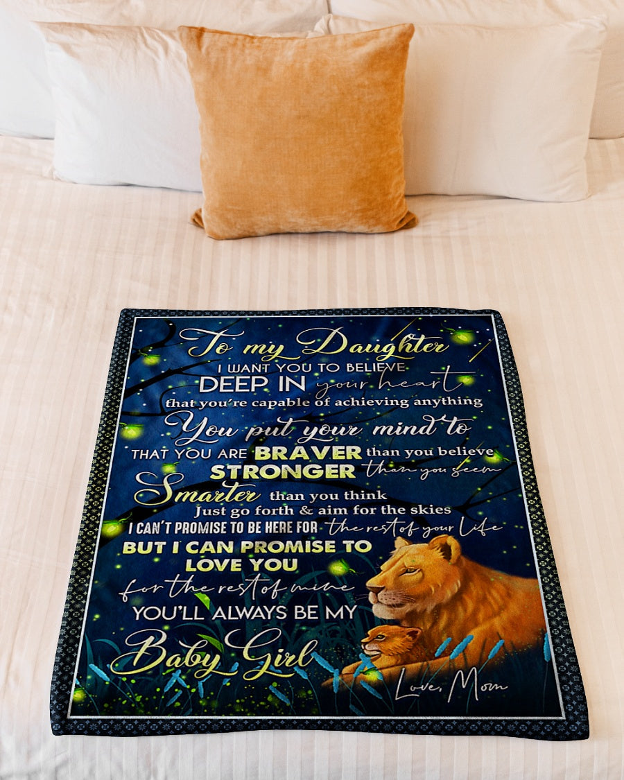 Lion Deep In Your Heart Daughter Gift Flannel Blanket For Cozy Bedroom Sofa Decor