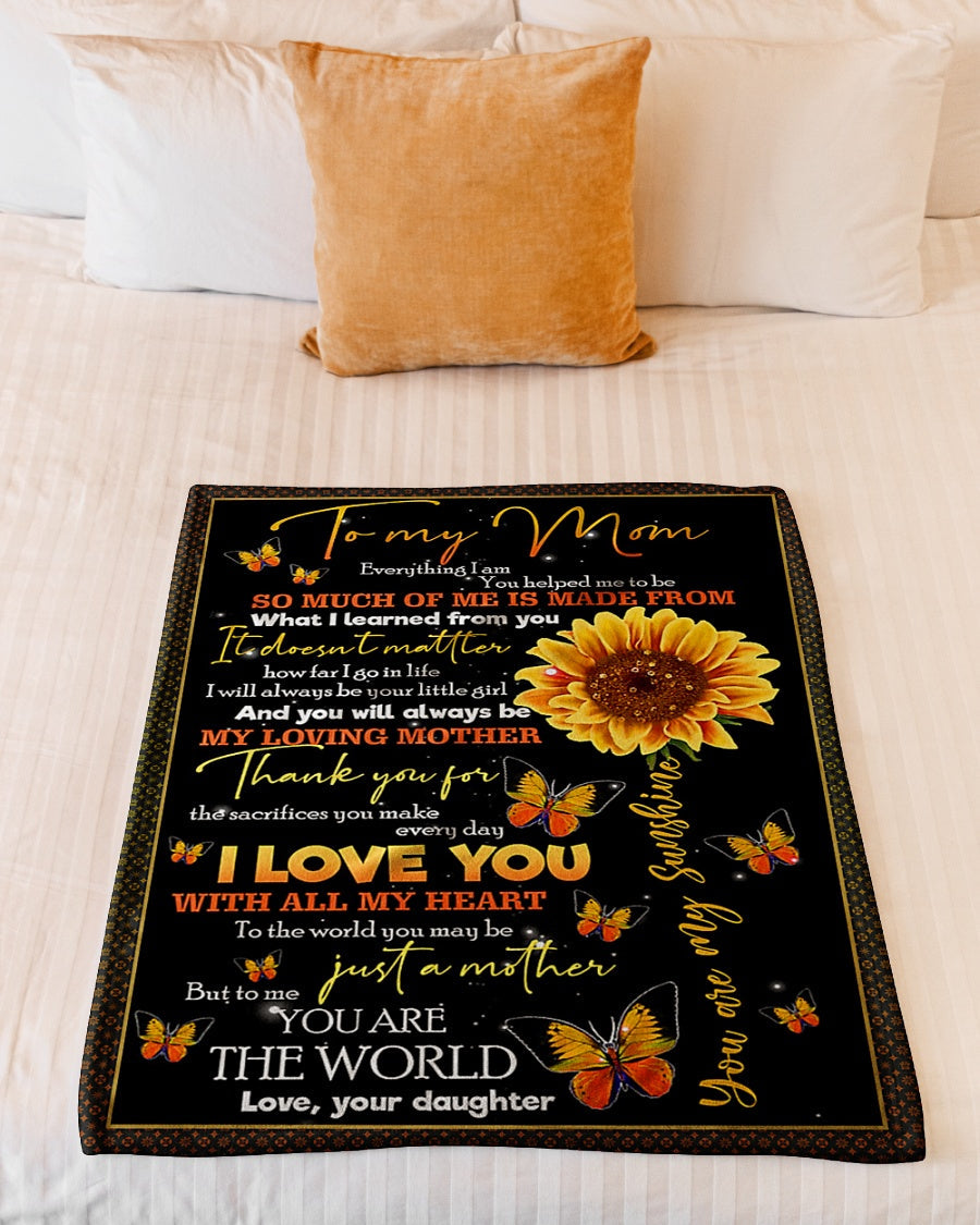 Sunflower To My Mom Flannel Blanket For Cozy Bedroom Sofa Decor