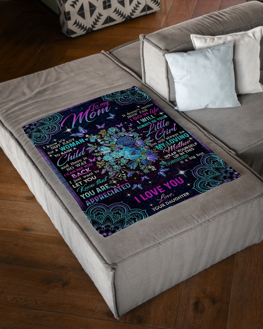 Floral I Love You With All My Heart Mother Flannel Blanket For Cozy Bedroom Sofa Decor