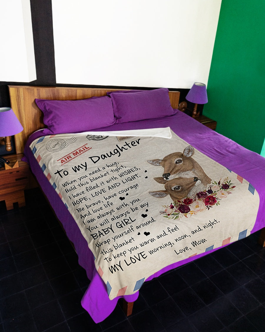 Deer Lover I Am Always With You Daughter Gift Flannel Blanket For Cozy Bedroom Sofa Decor
