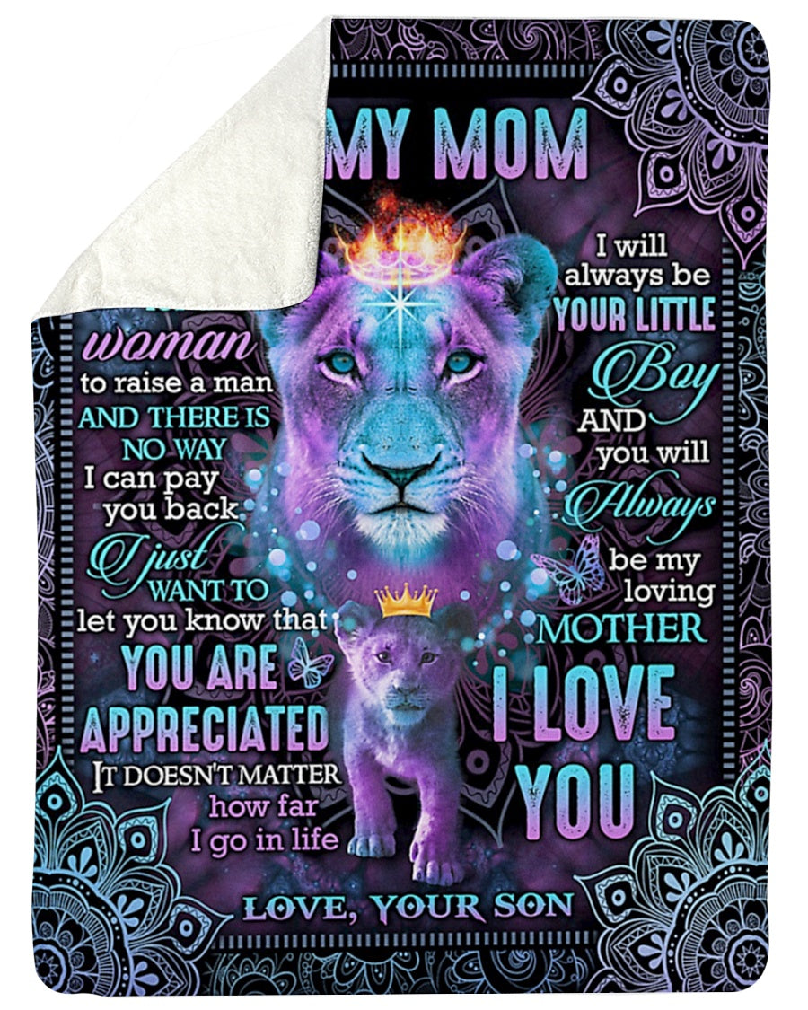 Lion Love To My Mom You Are The World Flannel Blanket For Cozy Bedroom Sofa Decor