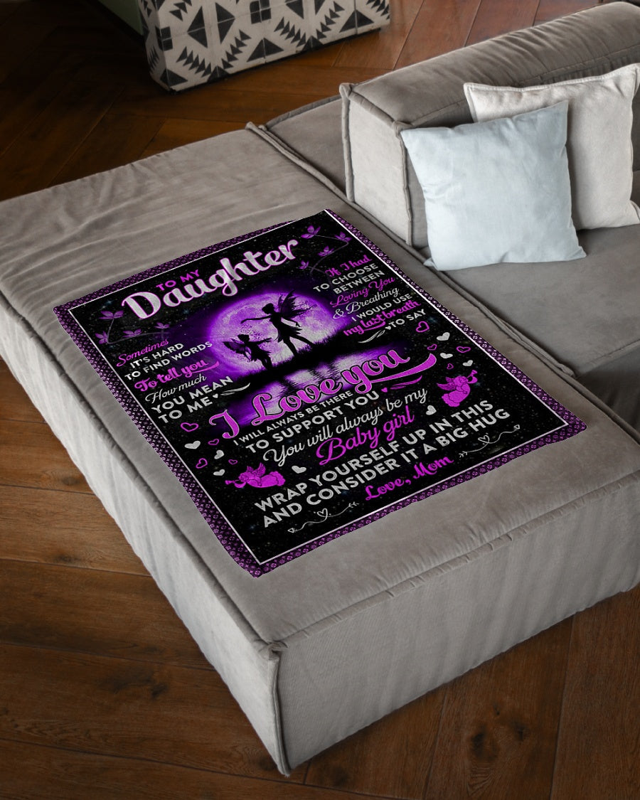 Family Sometimes It's Hard To Find Words Mom To Daughter Flannel Blanket For Cozy Bedroom Sofa Decor