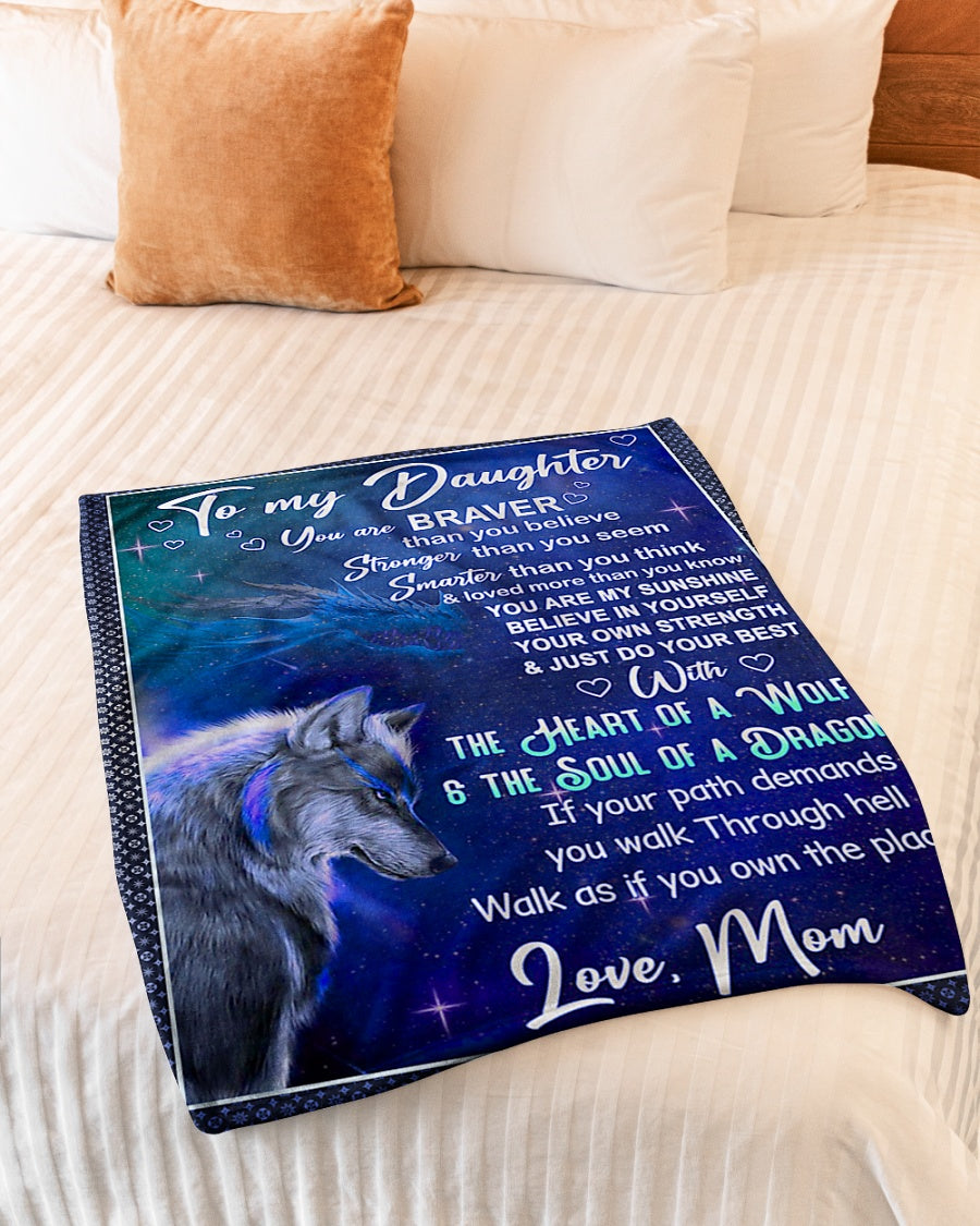 Wolf Believe In Yourself Daughter Gift Flannel Blanket For Cozy Bedroom Sofa Decor