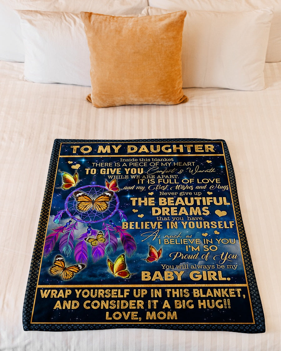Butterfly Believe In Yourself Daughter Gift Flannel Blanket For Cozy Bedroom Sofa Decor