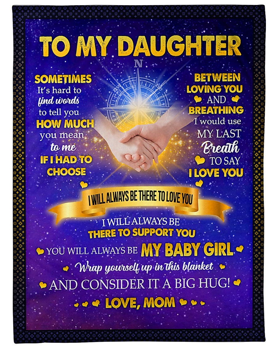 Family Big Hug Daughter Gift Flannel Blanket For Cozy Bedroom Sofa Decor