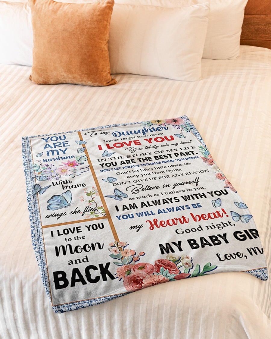 Butterfly You Are My Sunshine Gift Flannel Blanket For Cozy Bedroom Sofa Decor