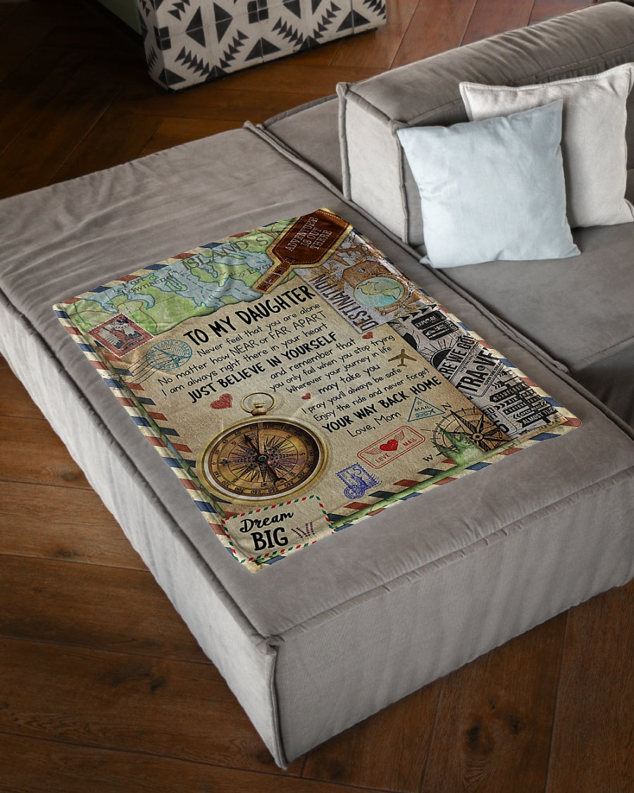 Family Love Believe In Yourself Daughter Gift Flannel Blanket For Cozy Bedroom Sofa Decor