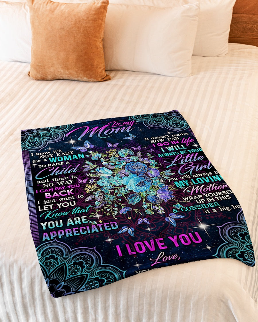 Floral I Love You With All My Heart Mother Flannel Blanket For Cozy Bedroom Sofa Decor