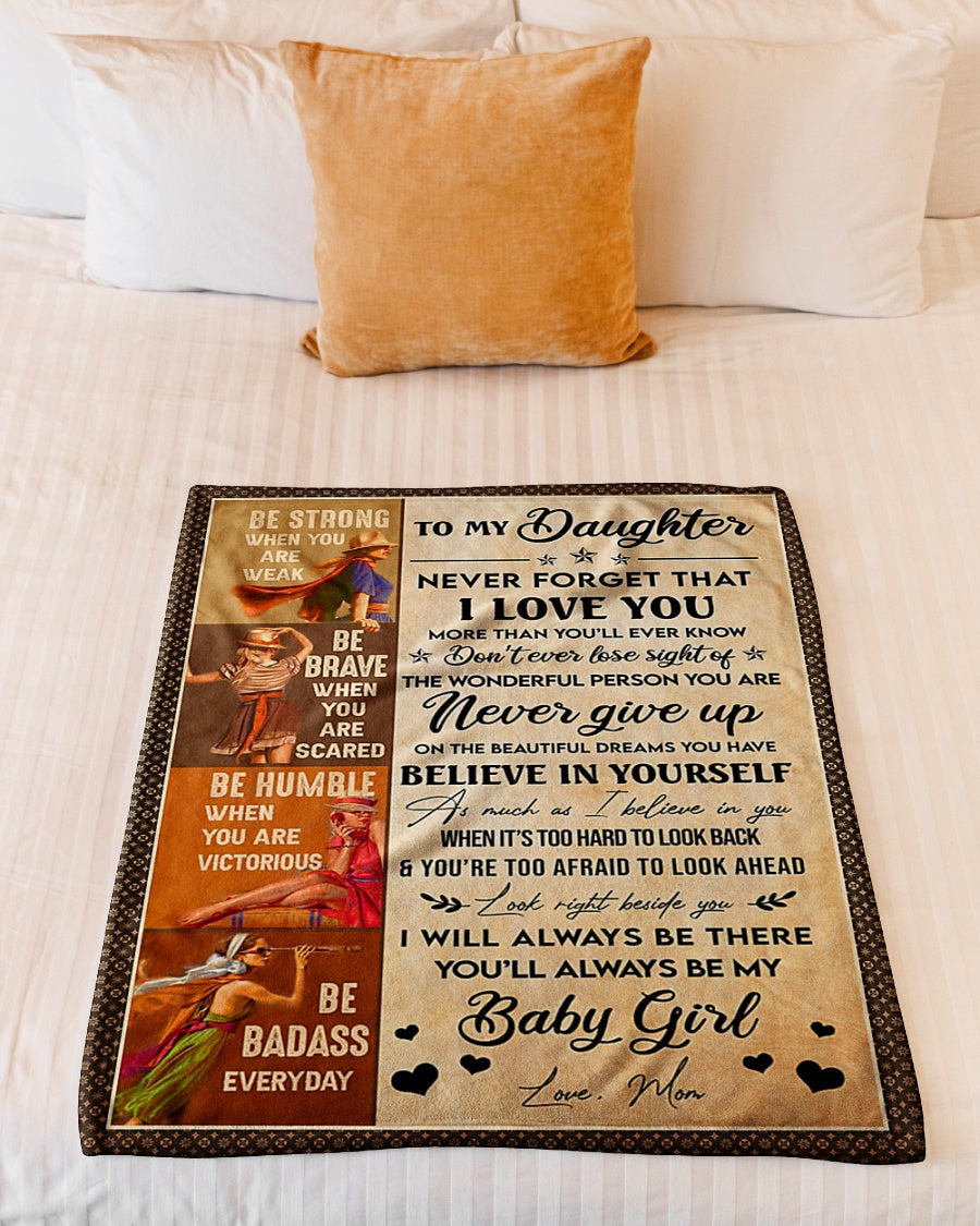 Girl Never Forget That I Love You Mom To Daughter Flannel Blanket For Cozy Bedroom Sofa Decor