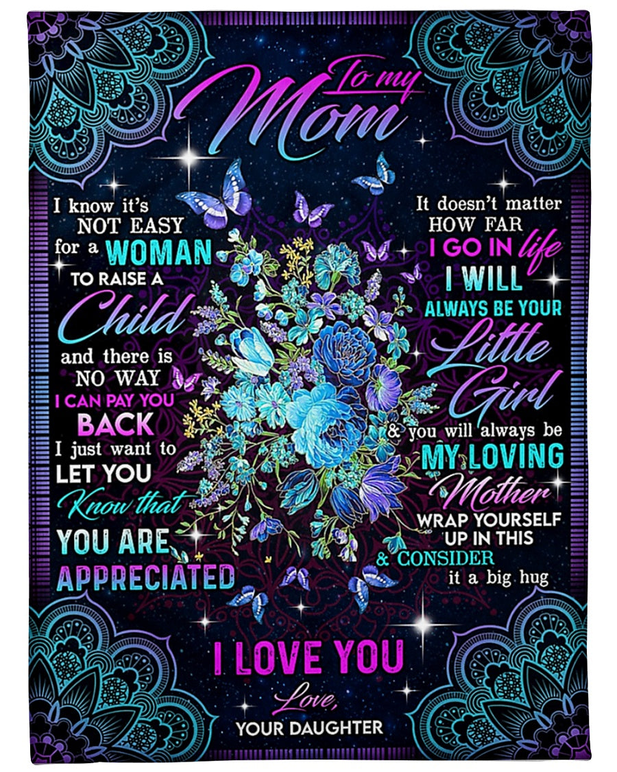 Floral I Love You With All My Heart Mother Flannel Blanket For Cozy Bedroom Sofa Decor