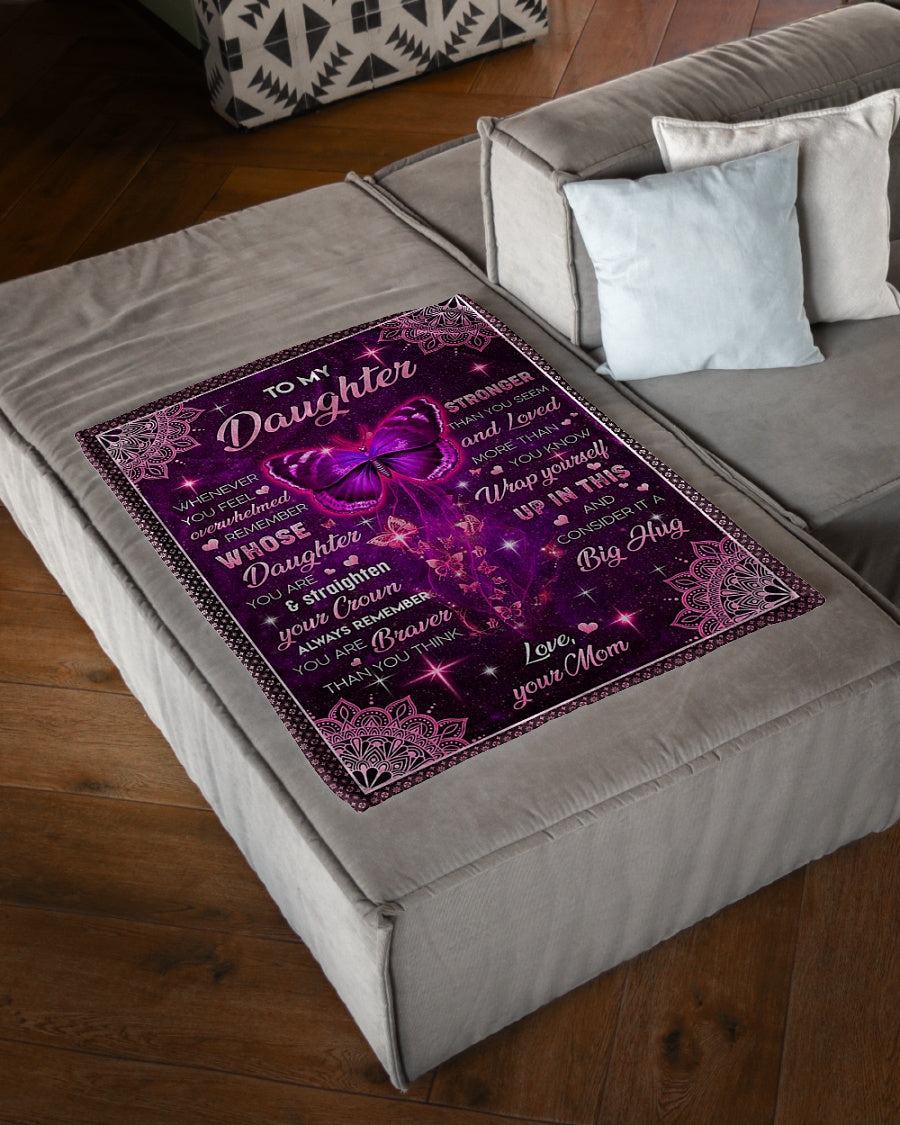 Butterfly Consider Big Hug Daughter Gift Flannel Blanket For Cozy Bedroom Sofa Decor