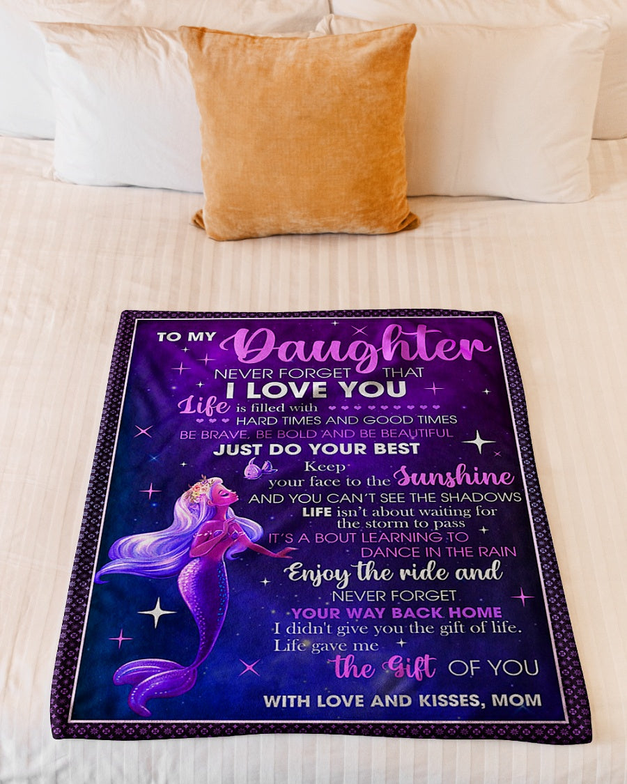 Mermaid Never Forget That I Love You Mom To Daughter Flannel Blanket For Cozy Bedroom Sofa Decor