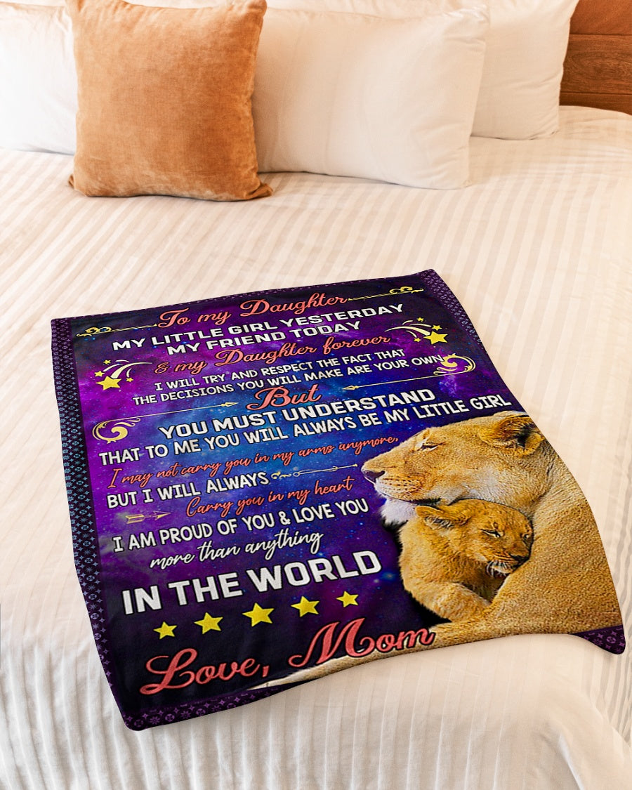Lion My Heart Daughter Gift Flannel Blanket For Cozy Bedroom Sofa Decor