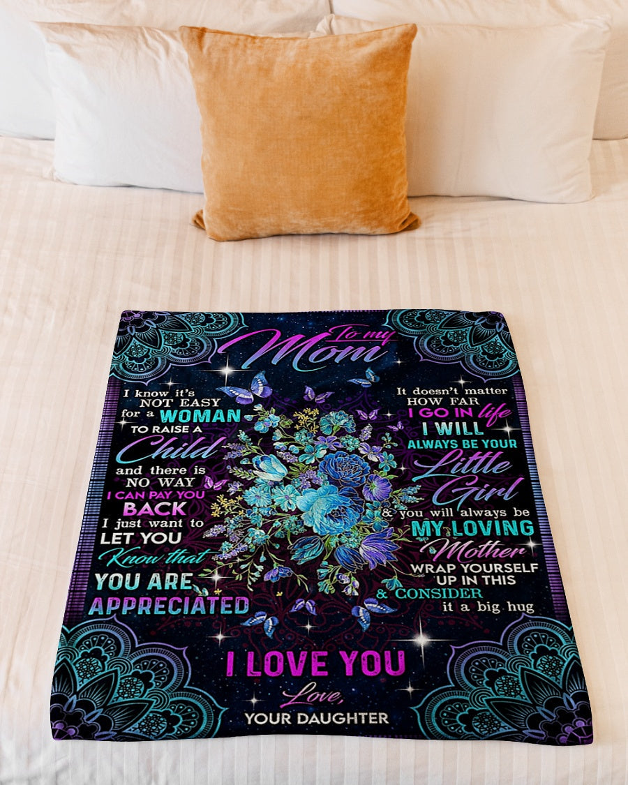 Floral I Love You With All My Heart Mother Flannel Blanket For Cozy Bedroom Sofa Decor
