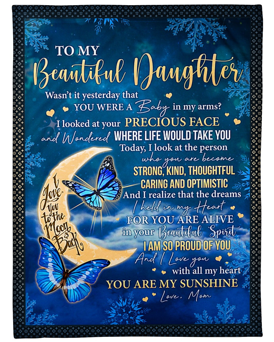Butterfly Mom To Daughter Wasn't It Yesterday You Were Baby Flannel Blanket For Cozy Bedroom Sofa Decor