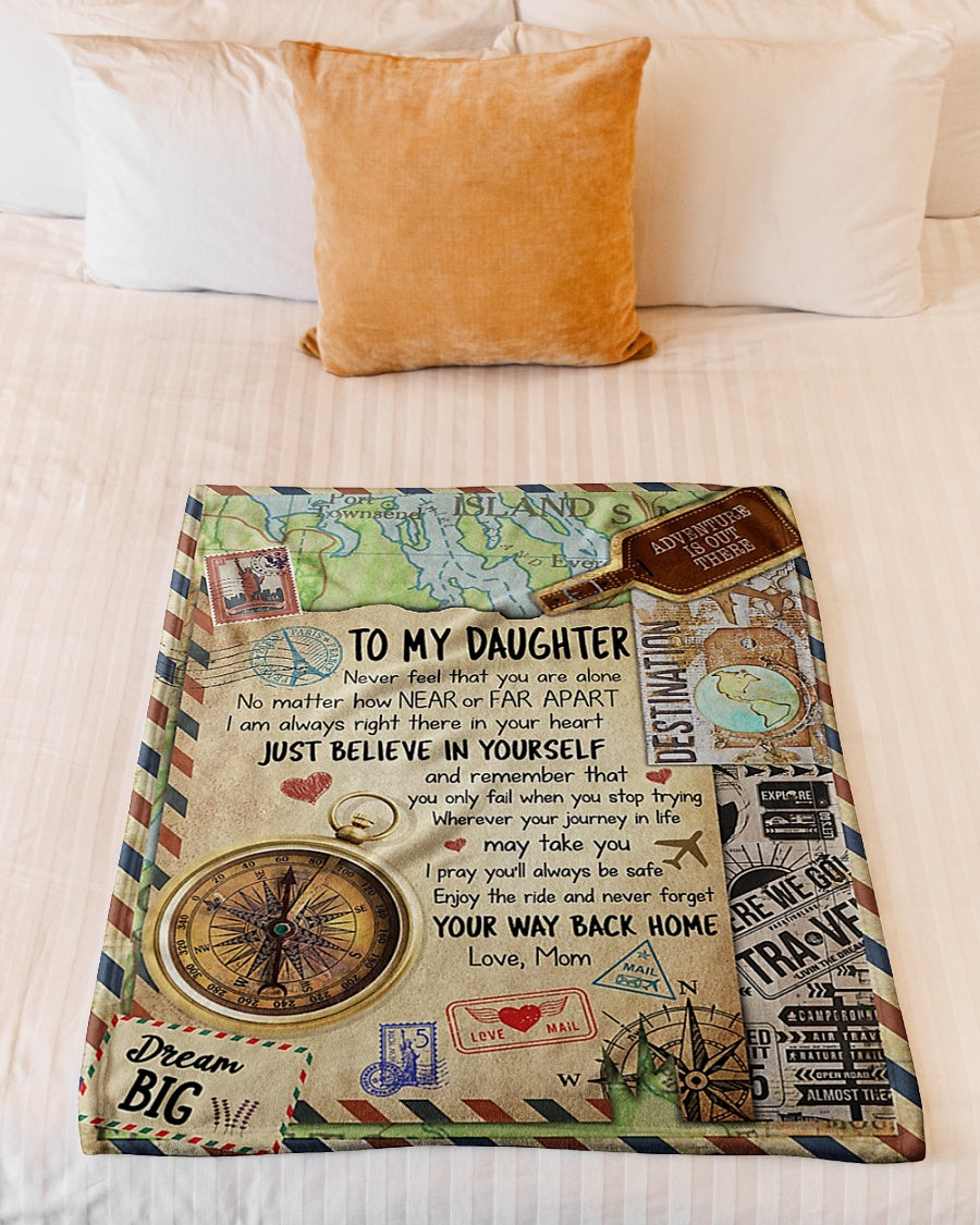 Family Love Believe In Yourself Daughter Gift Flannel Blanket For Cozy Bedroom Sofa Decor