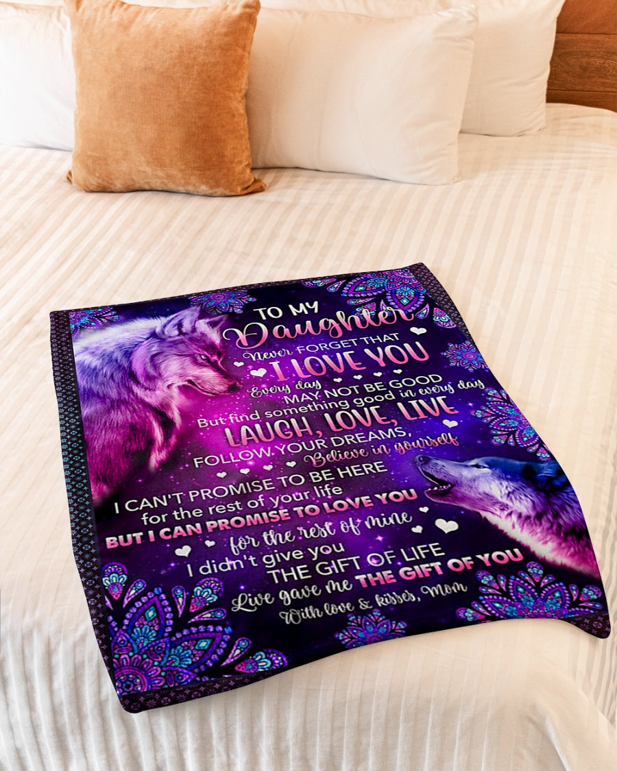 Wolf Never Forget That I Love You Mom To Daughter Flannel Blanket For Cozy Bedroom Sofa Decor
