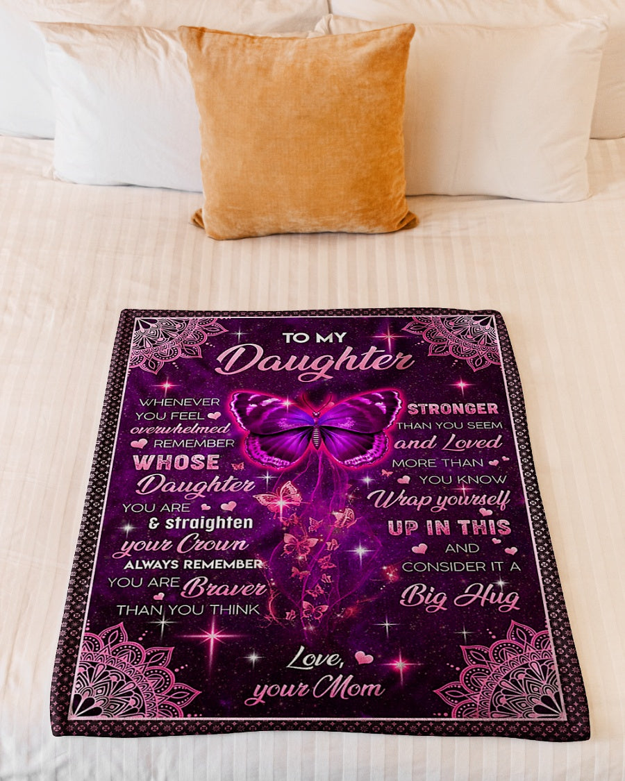 Butterfly Consider Big Hug Daughter Gift Flannel Blanket For Cozy Bedroom Sofa Decor