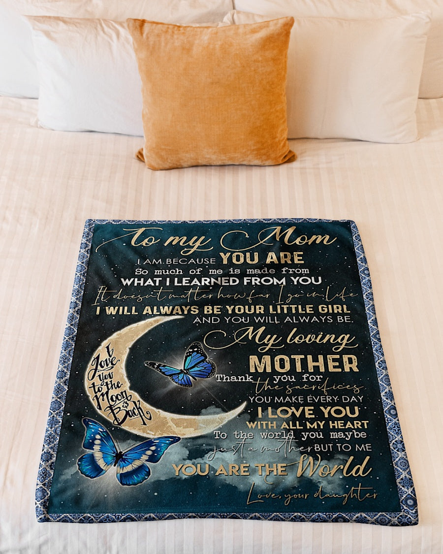 Butterfly To My Mother From Daughter Flannel Blanket For Cozy Bedroom Sofa Decor