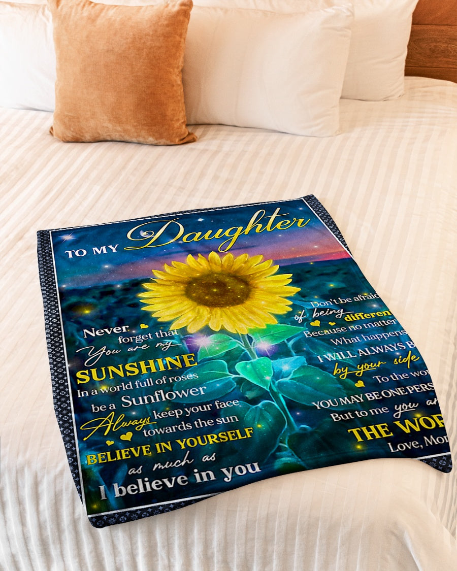 Sunflower Never Forget That You're My Sunshine Mom To Daughter Flannel Blanket For Cozy Bedroom Sofa Decor
