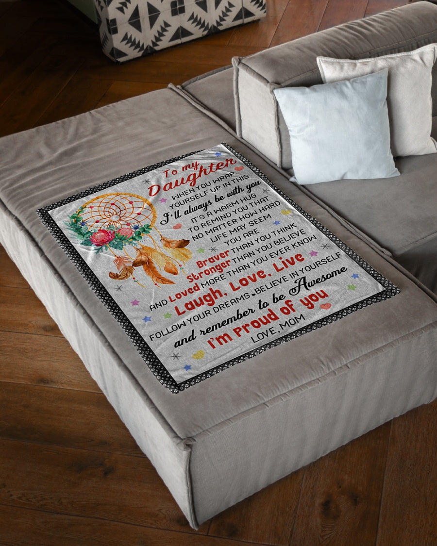 Family Love I'm Proud Of You Daughter Gift Flannel Blanket For Cozy Bedroom Sofa Decor
