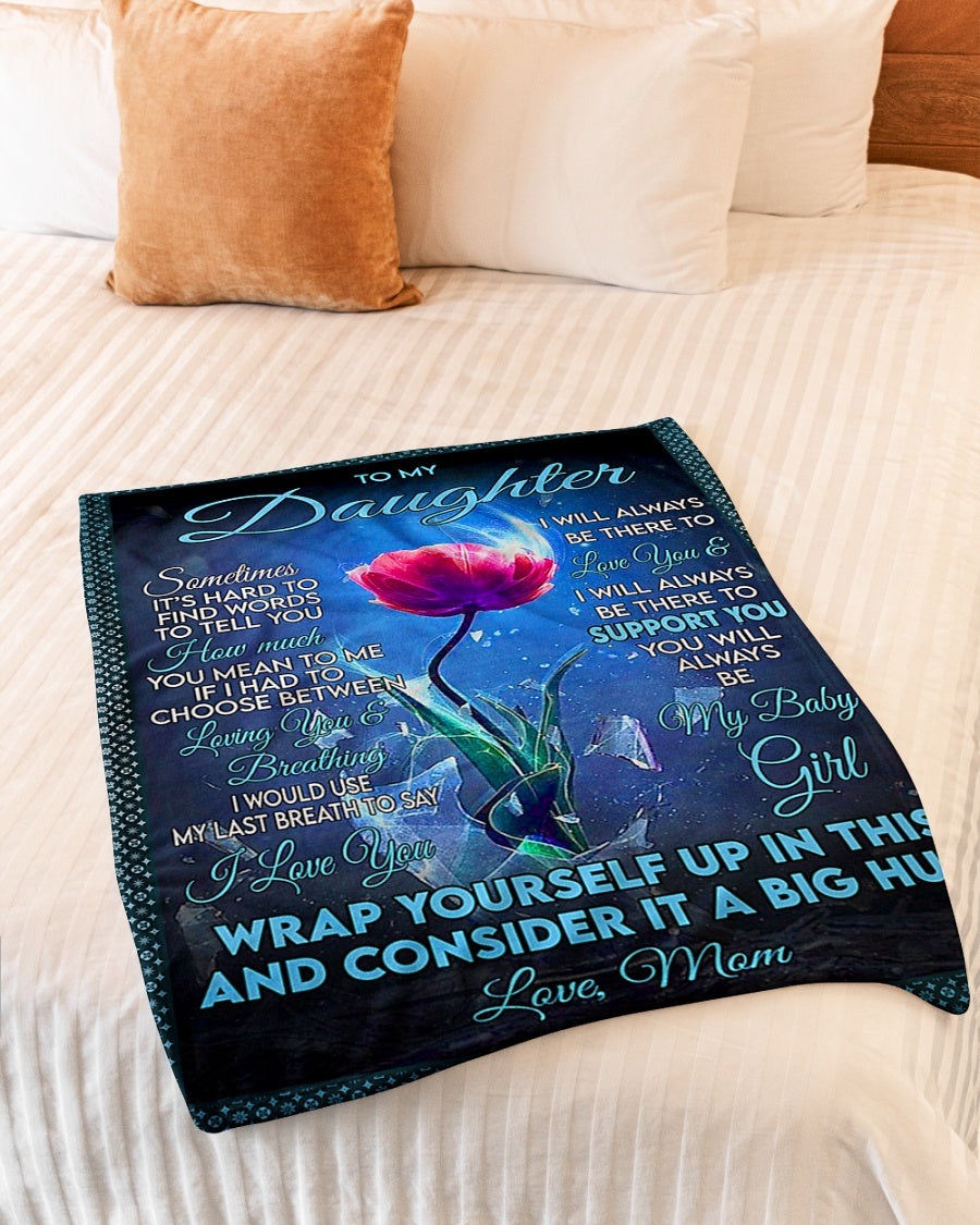 Flower Consider Big Hug Mom To Daughter Flannel Blanket For Cozy Bedroom Sofa Decor
