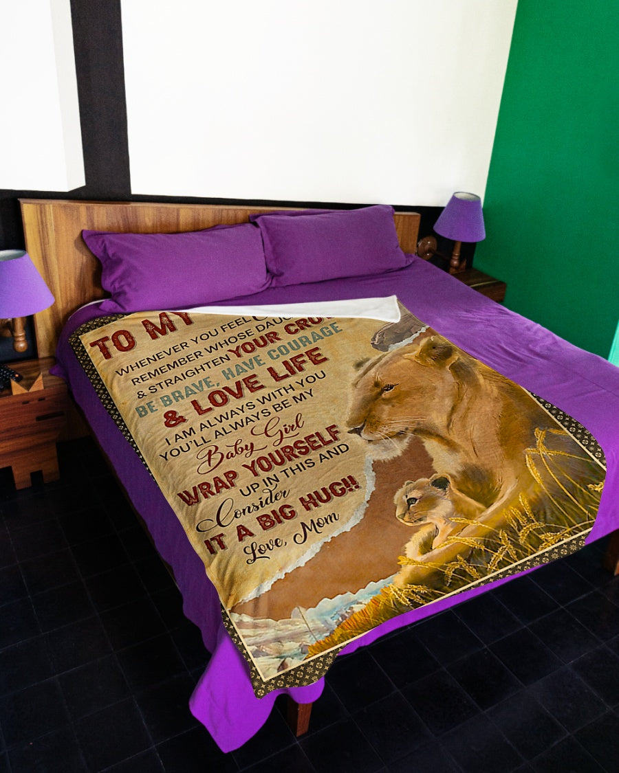 Lion Consider Big Hug Daughter Gift Flannel Blanket For Cozy Bedroom Sofa Decor