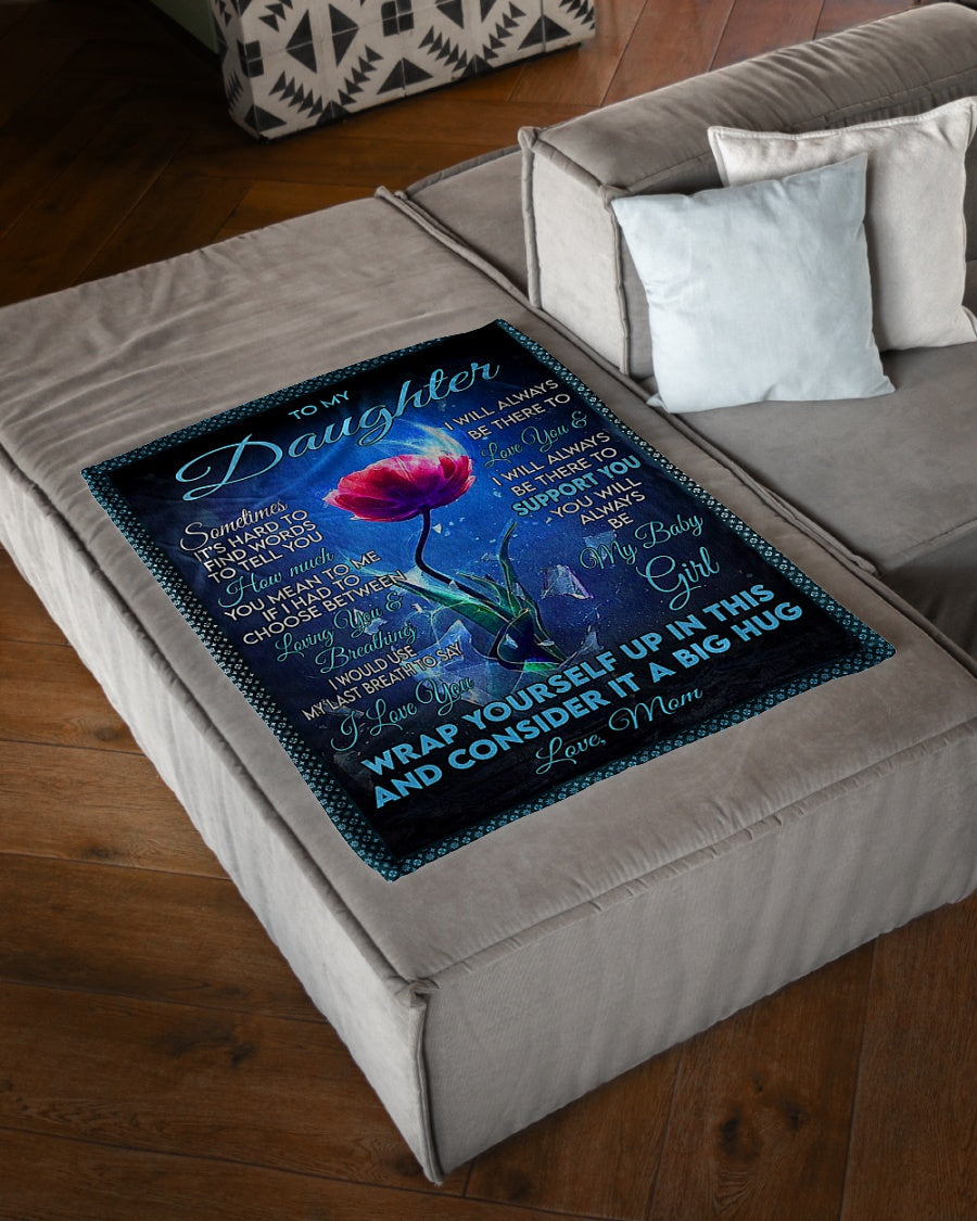 Flower Consider Big Hug Mom To Daughter Flannel Blanket For Cozy Bedroom Sofa Decor