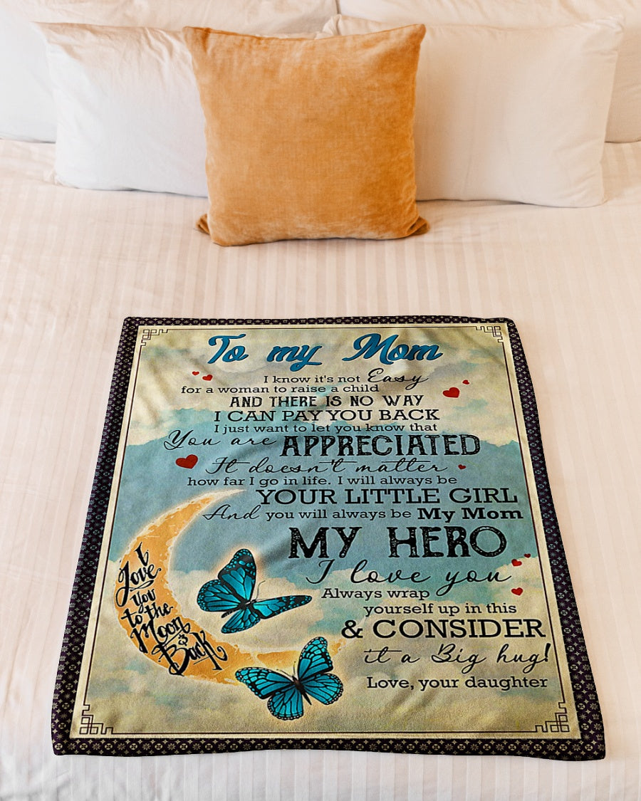 Butterfly To My Mother My Mom My Hero Flannel Blanket For Cozy Bedroom Sofa Decor
