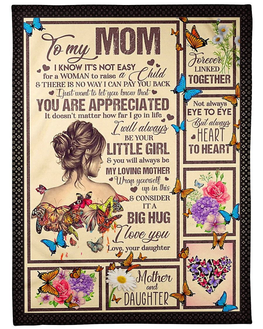 Butterfly To My Mom You Will Always Be My Loving Mom Flannel Blanket For Cozy Bedroom Sofa Decor