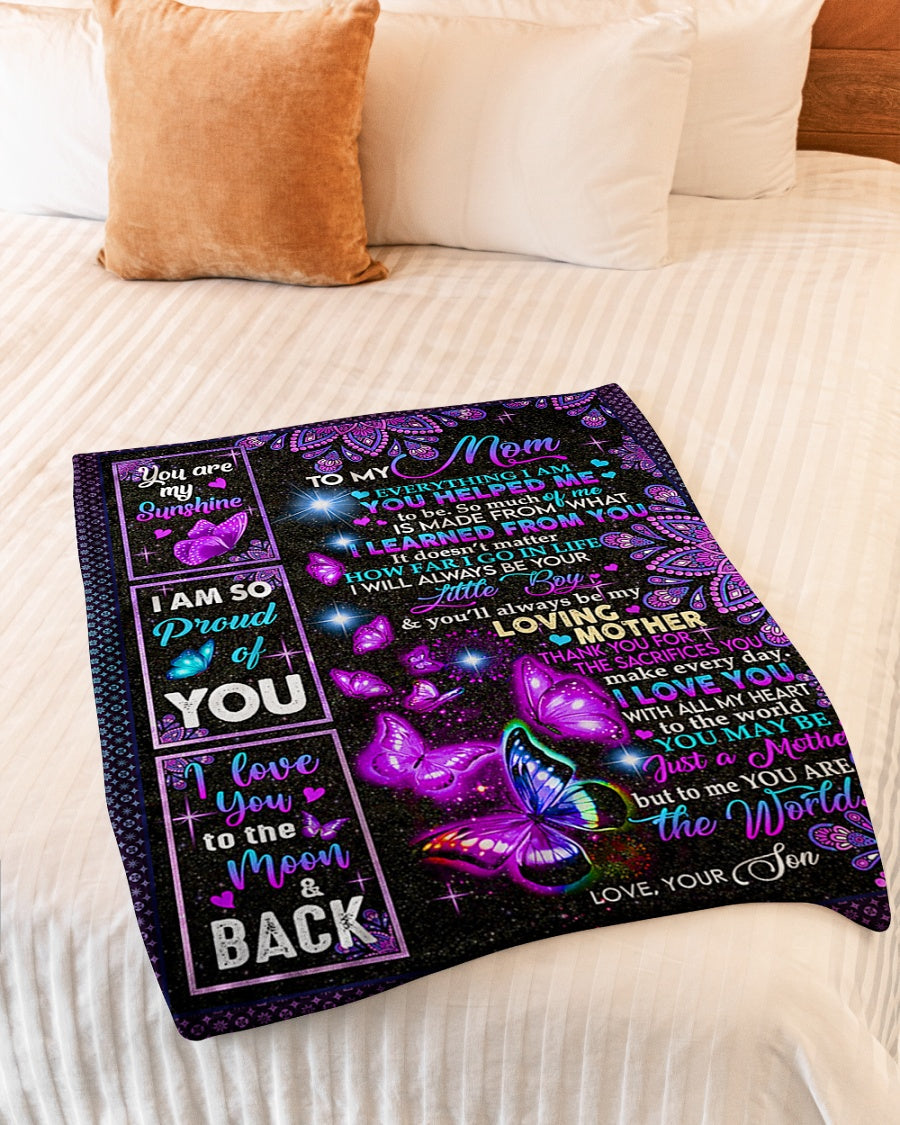 Butterfly To Me You Are The World Mother Flannel Blanket For Cozy Bedroom Sofa Decor