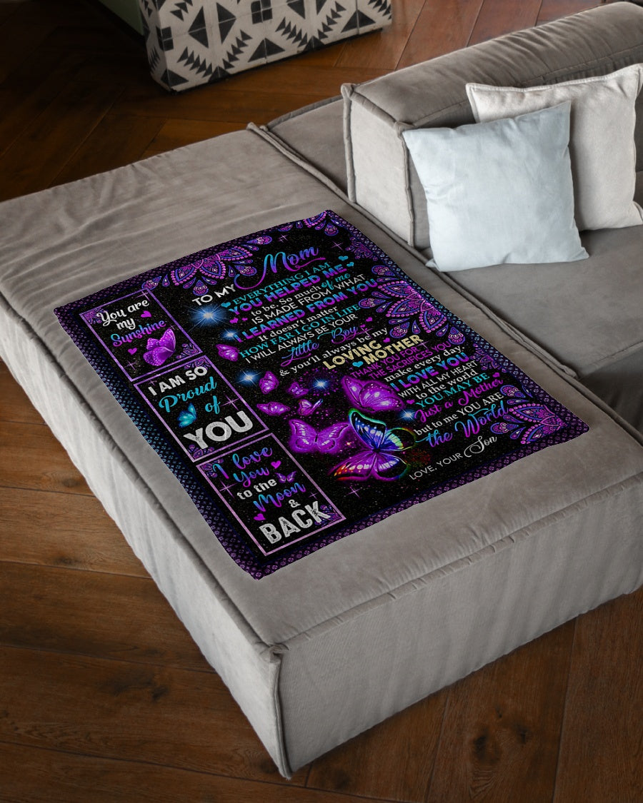 Butterfly To Me You Are The World Mother Flannel Blanket For Cozy Bedroom Sofa Decor
