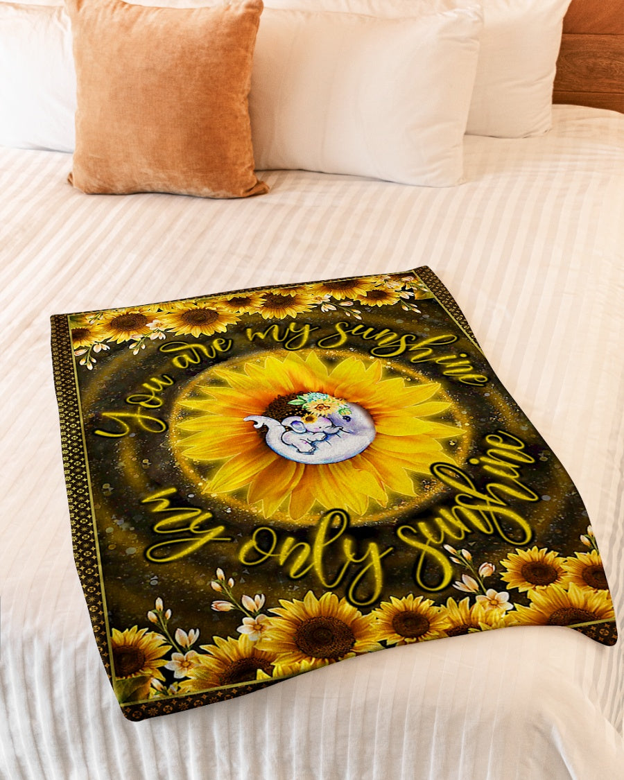 Elephant You Are My Sunshine Flannel Blanket For Cozy Bedroom Sofa Decor