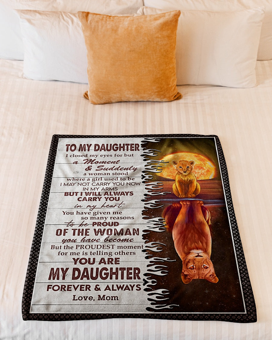 Lion Carry You In My Heart Daughter Gift Flannel Blanket For Cozy Bedroom Sofa Decor