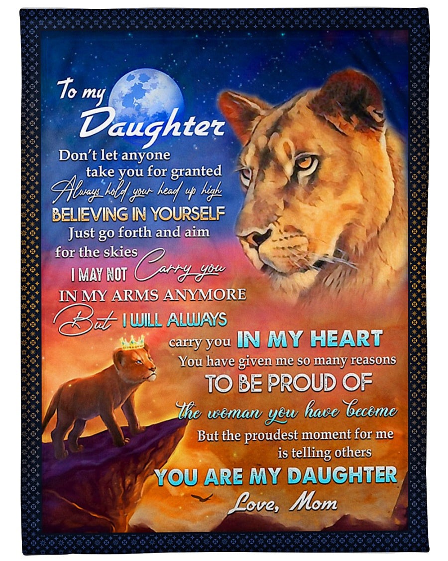 Lion Believing In Yourself Daughter Gift Flannel Blanket For Cozy Bedroom Sofa Decor