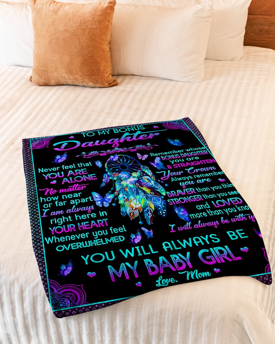 Family Never Feel That You Are Alone To Bonus Daughter Flannel Blanket For Cozy Bedroom Sofa Decor