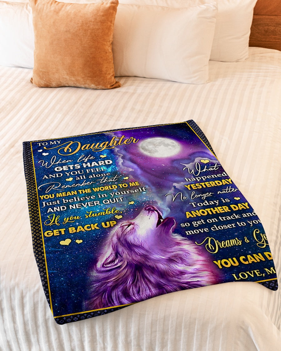 Wolf Believe In Yourself You Can Do It Flannel Blanket For Cozy Bedroom Sofa Decor
