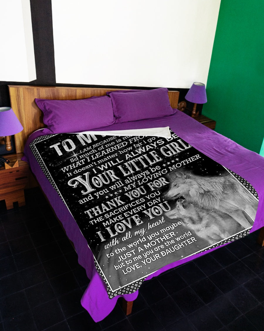 Wolf You Are My Hero Your Little Girl Flannel Blanket For Cozy Bedroom Sofa Decor