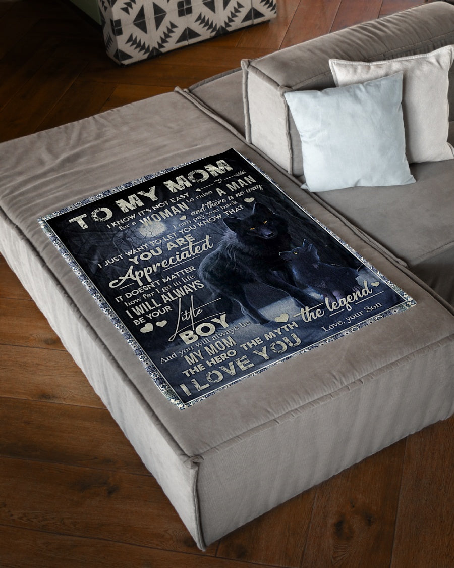 Wolf To My Mom Wolf You Are Appreciated Flannel Blanket For Cozy Bedroom Sofa Decor