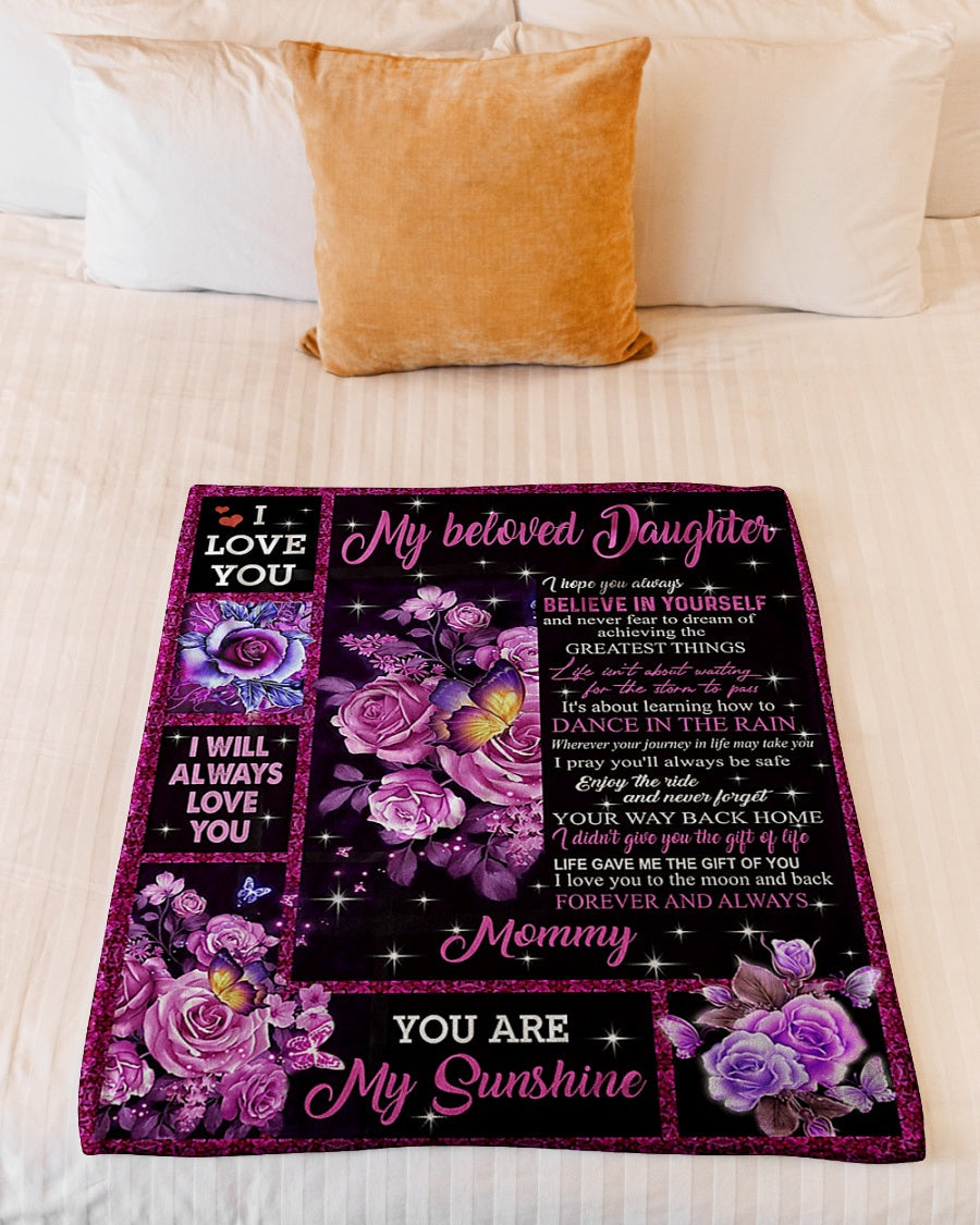 Rose Your Way Back Home Daughter Gift Flannel Blanket For Cozy Bedroom Sofa Decor