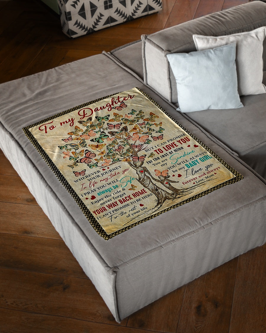 Butterfly Wherever Your Journey In Life Mom To Daughter Flannel Blanket For Cozy Bedroom Sofa Decor
