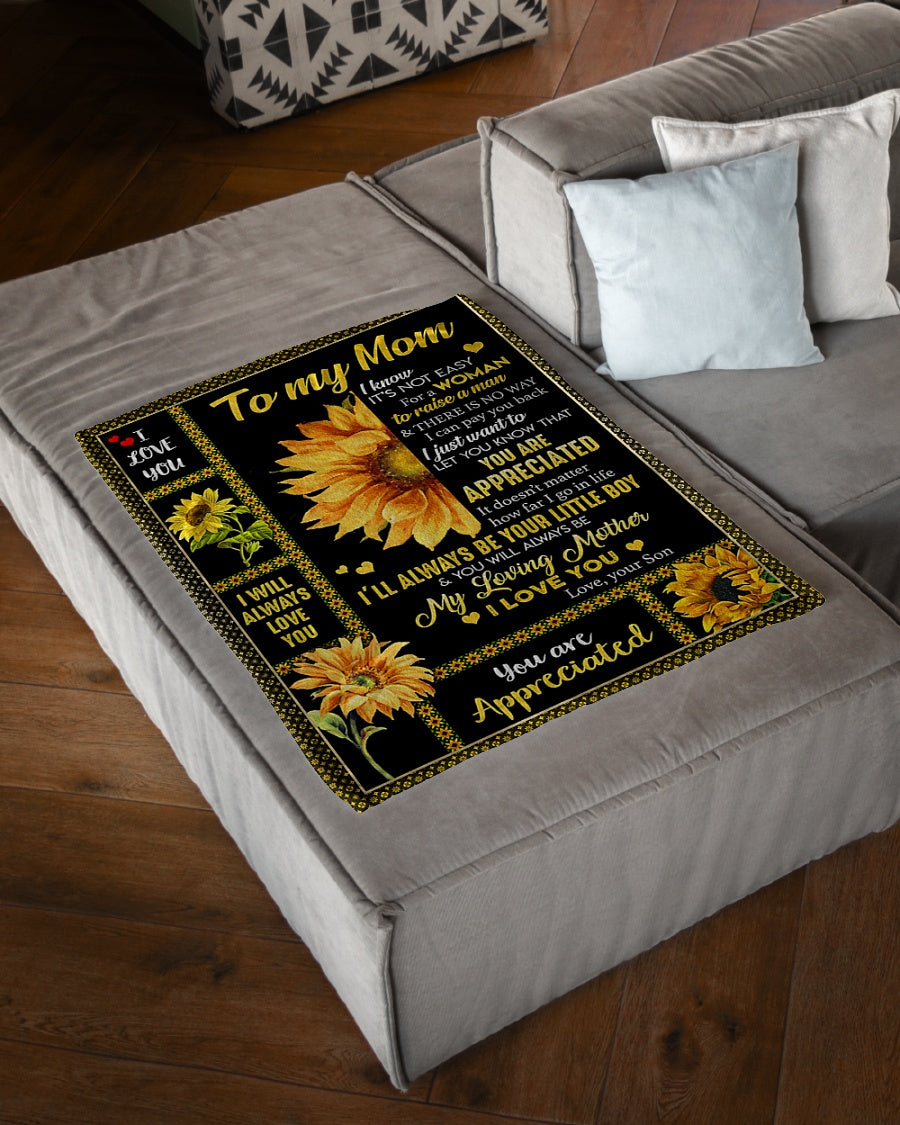 Sunflower You Are My Hero Mother Flannel Blanket For Cozy Bedroom Sofa Decor