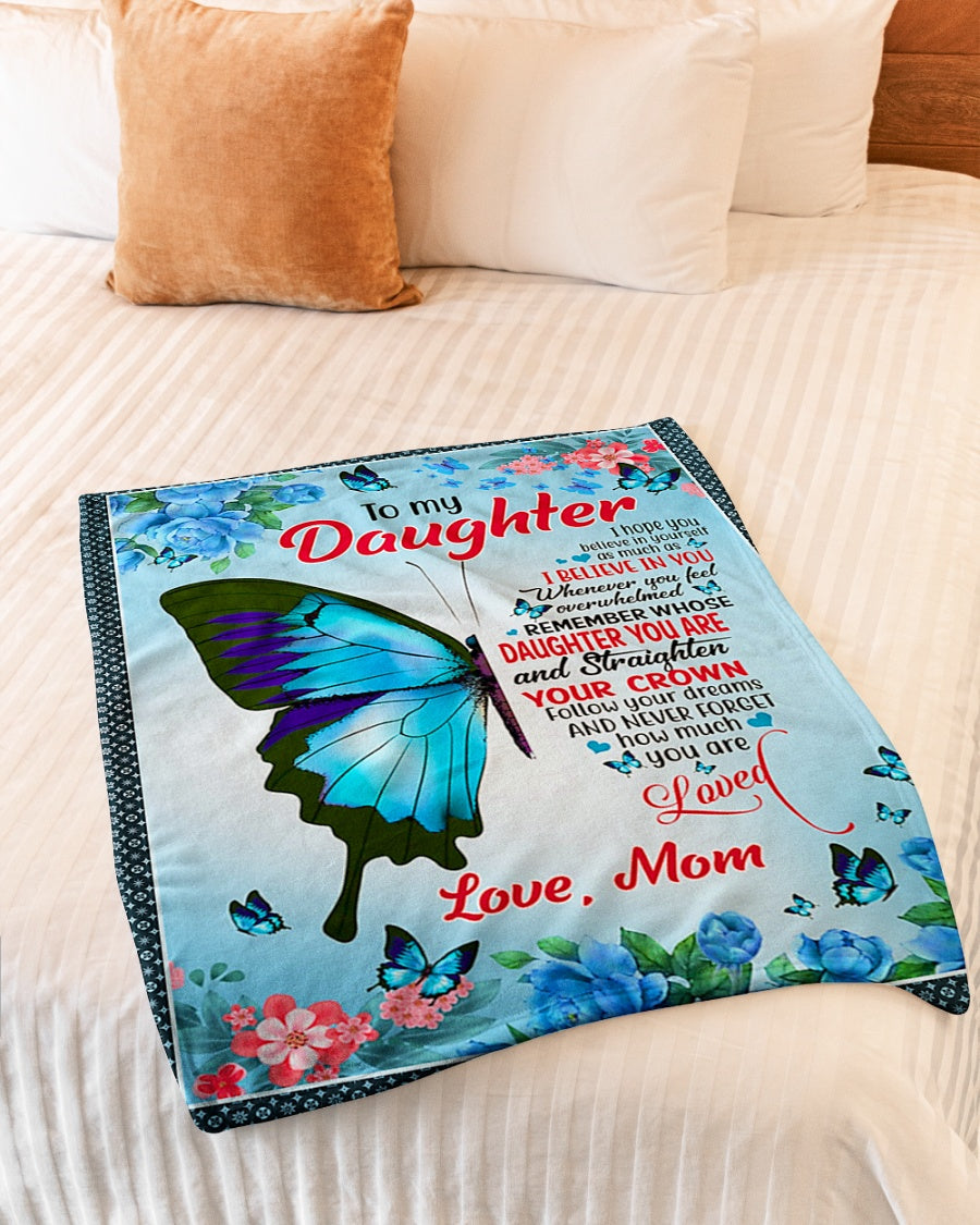 Butterfly You Are My Sunshine Daughter Gift Flannel Blanket For Cozy Bedroom Sofa Decor