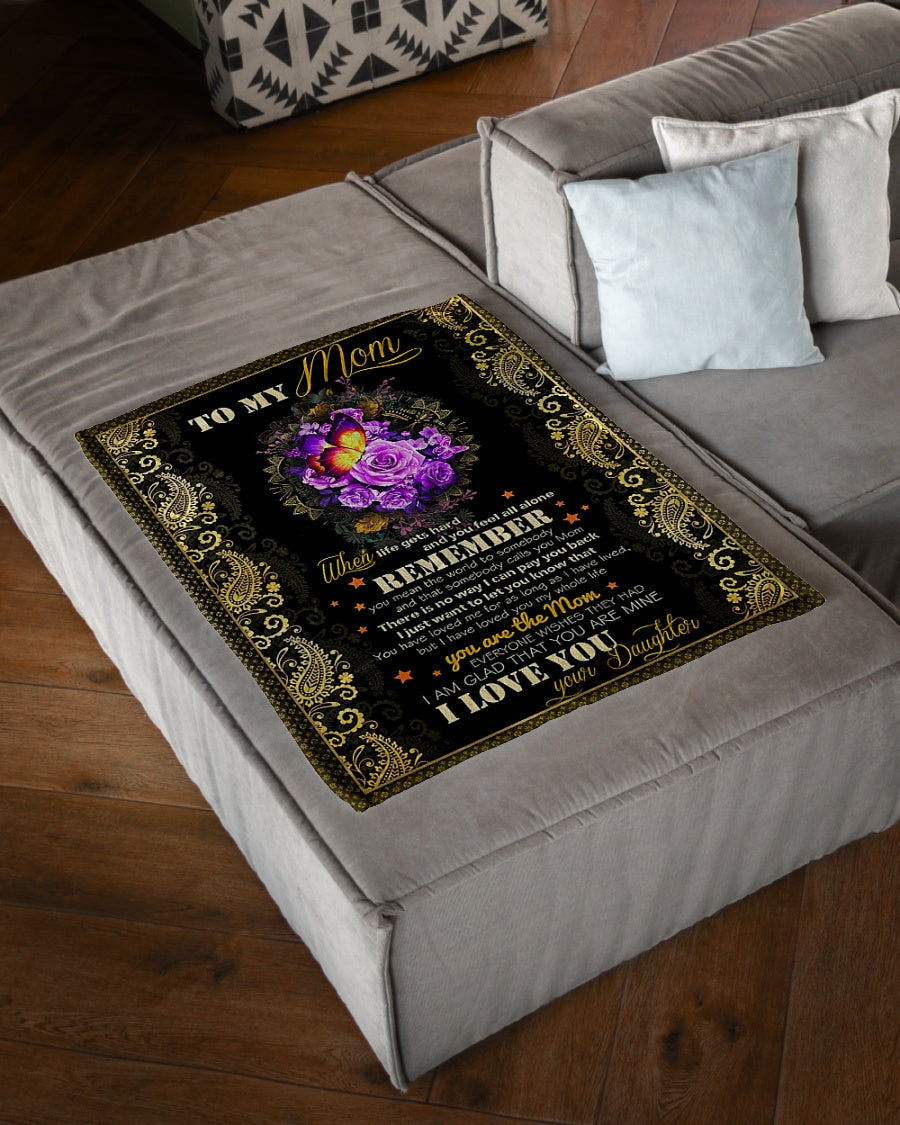Rose To My Mom Rose Butterfly When Life Flannel Blanket For Cozy Bedroom Sofa Decor