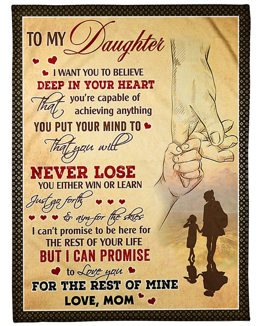 Family Deep In Your Heart Daughter Gift Flannel Blanket For Cozy Bedroom Sofa Decor