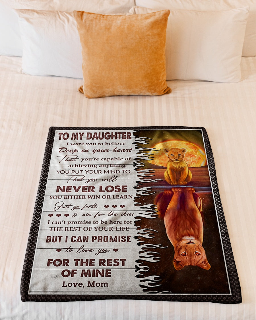 Lion Deep In Your Heart Daughter Gift Flannel Blanket For Cozy Bedroom Sofa Decor