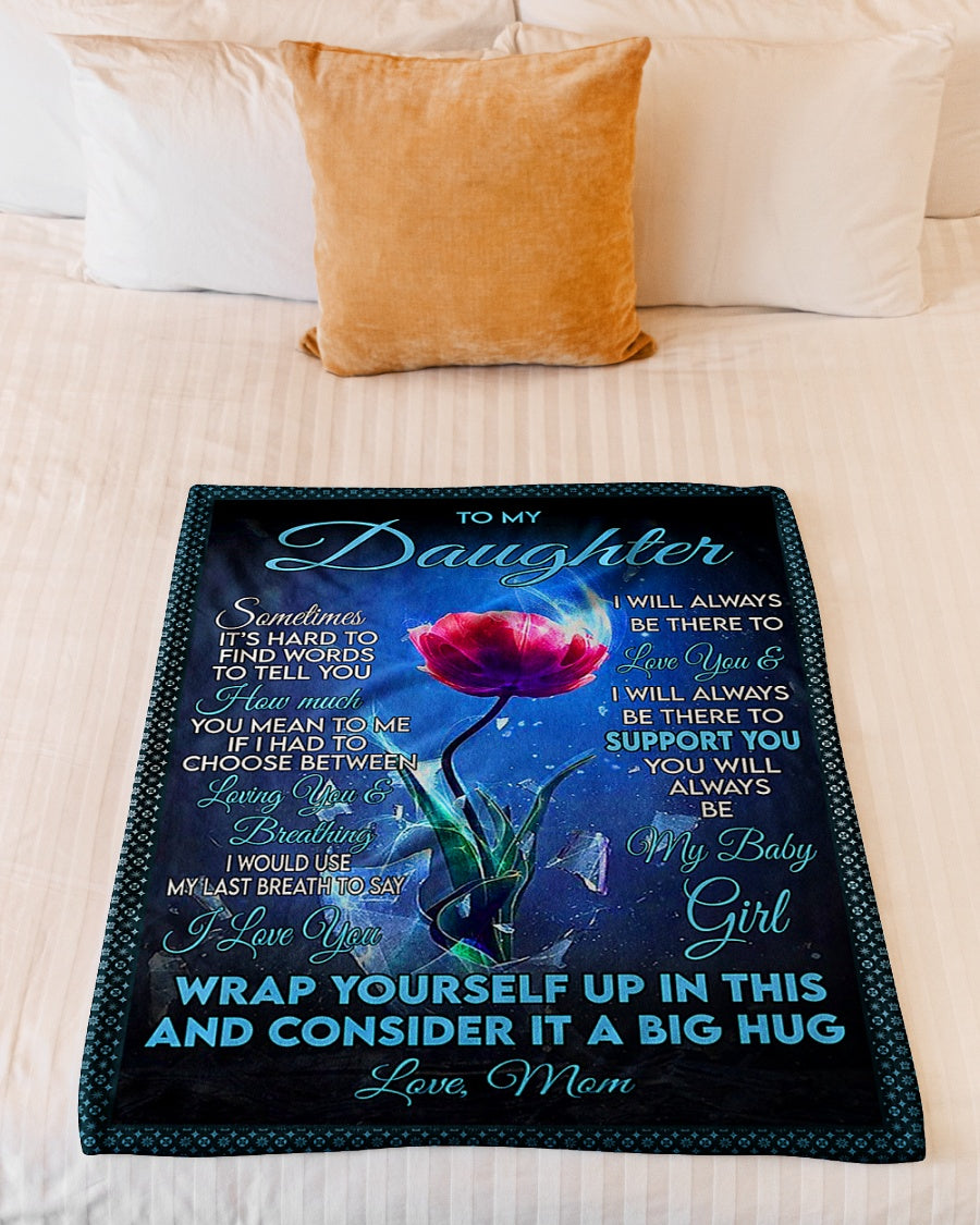 Flower Consider Big Hug Mom To Daughter Flannel Blanket For Cozy Bedroom Sofa Decor