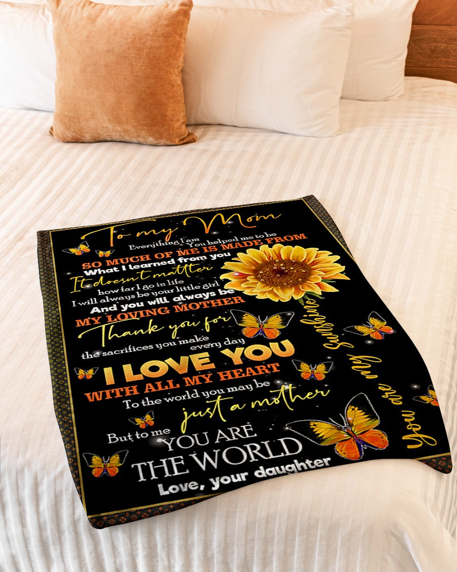 Sunflower To My Mom Flannel Blanket For Cozy Bedroom Sofa Decor